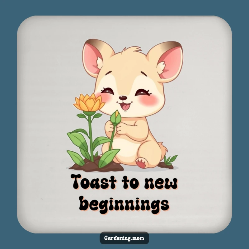 Funny Gardening Mom Animal Coaster New Bud Excitement - Protect Surfaces with Anticipation!