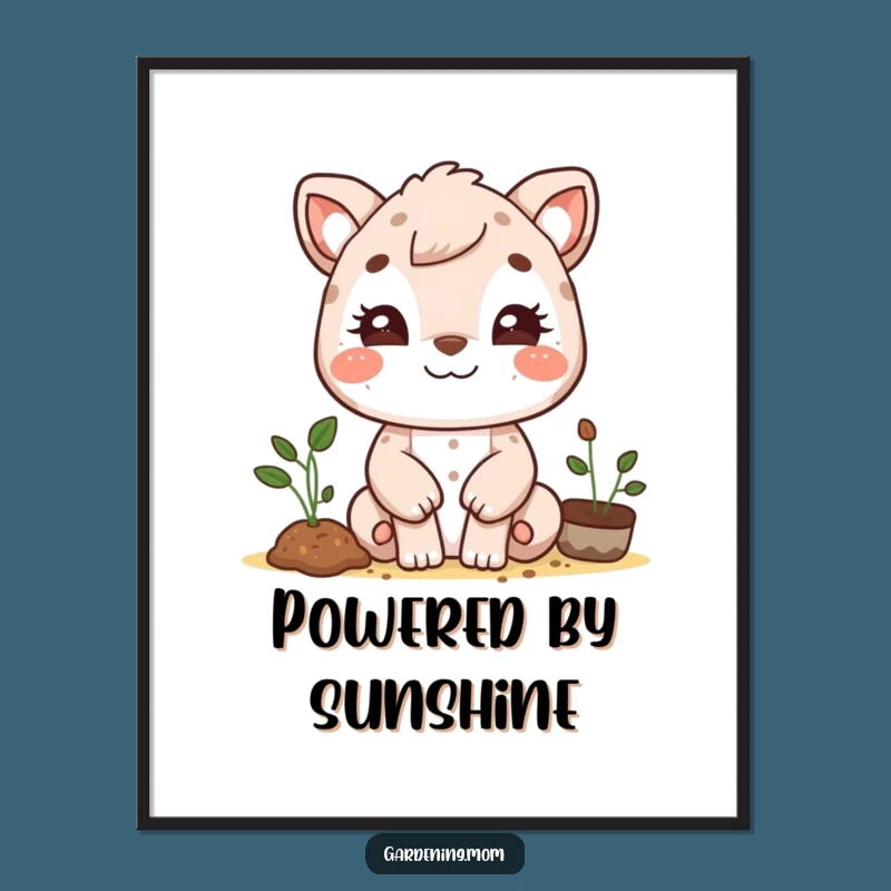 Funny Gardening Mom Animal Poster: Beaming Dirt Smudge Face Art, Perfect Funny Gift for Decor