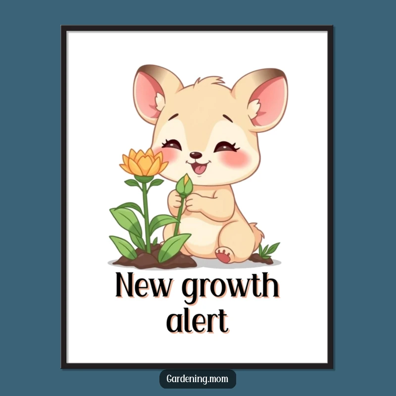 Funny Gardening Mom Animal Poster New Bud Excitement - Art Celebrating Nature's Potential