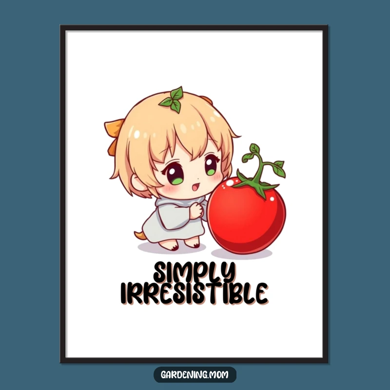 Funny Tomato Art Print: Character's Delightful Gaze Makes a Humorous Wall Decor Gift