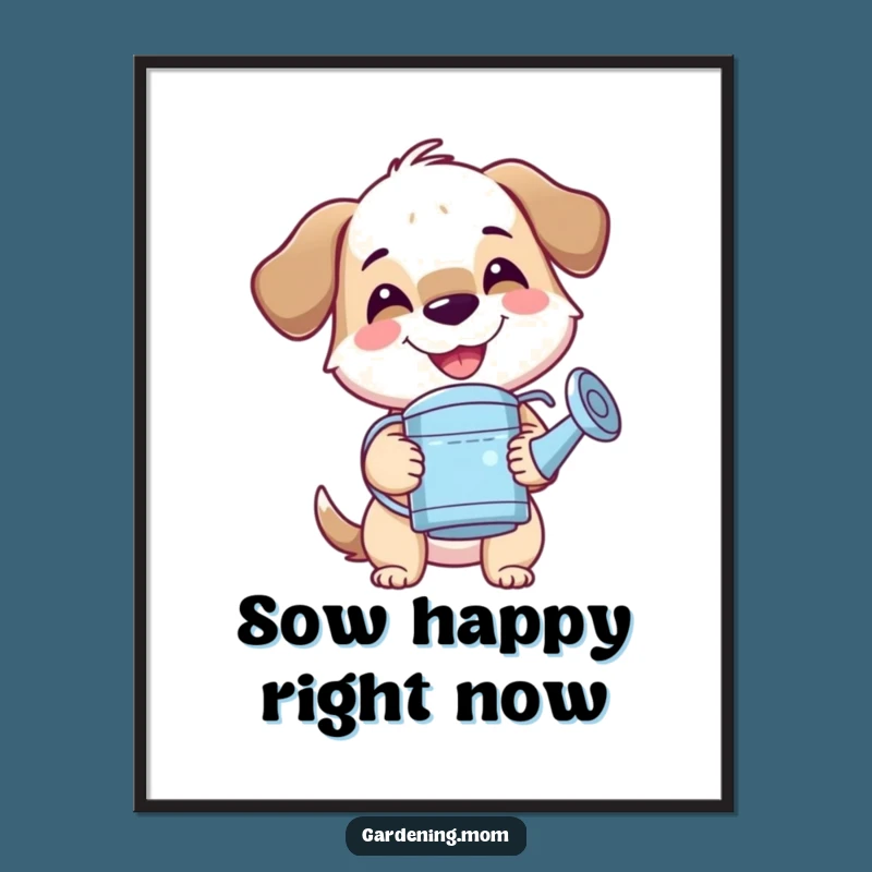 Funny Mama Dog Garden Poster - Vibrant Smiling Pup Wall Art Gift