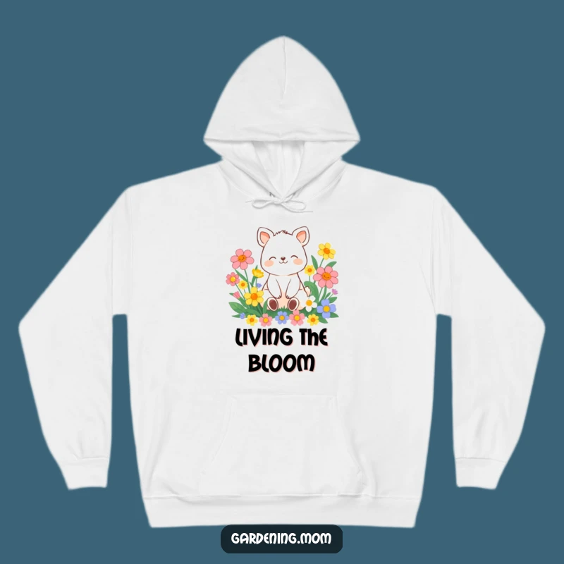 Cozy Funny Contented Animal Flower Hoodie: Warm Gift for Peaceful Souls