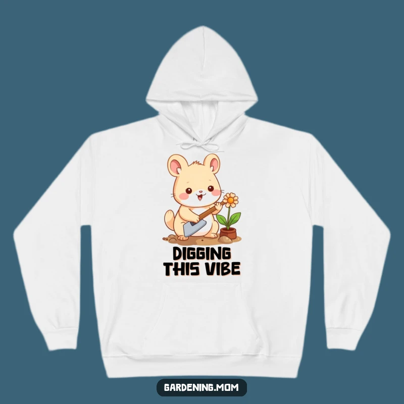 Funny Kawaii Gardening Animal Hoodie: Cozy Planter with Trowel, Warm Gift