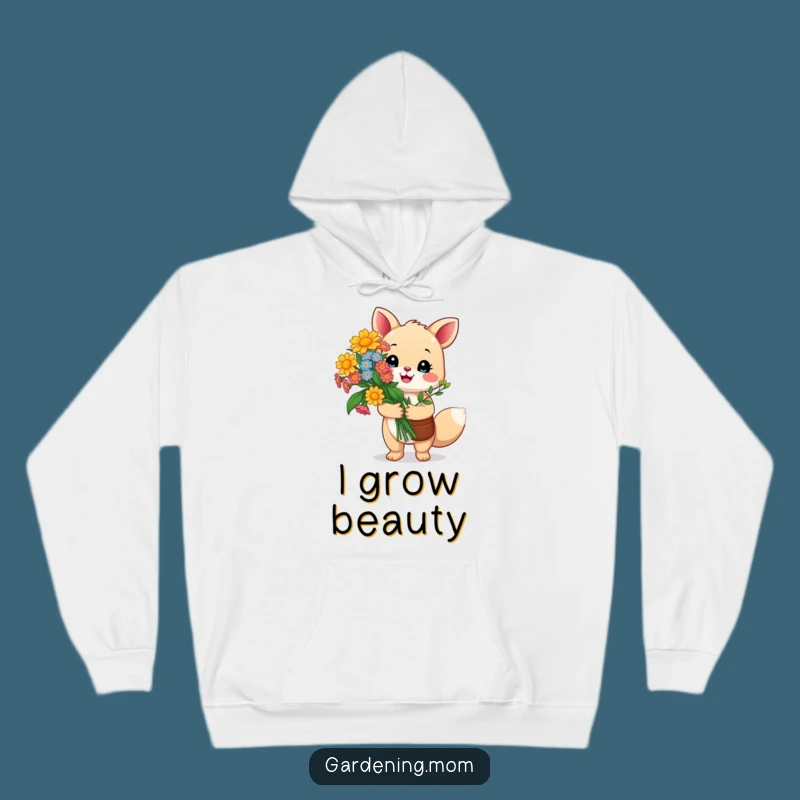 Funny Gardening Animal Hoodie: Happy Critter Holds Flowers With Pride, Cozy Funny Gift