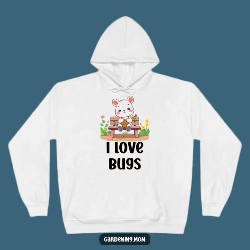Funny Gardening Animal Hoodie: Cheerful Critter Admires Bug, Cozy Funny Gift