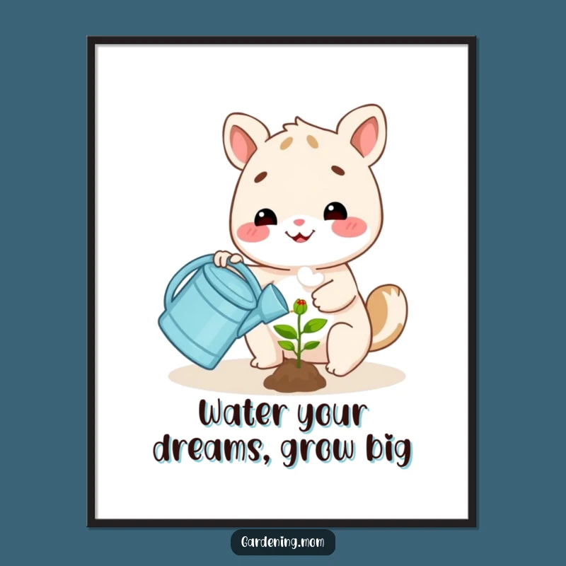 Free Printable Wall Art: Happy Waterer Animal, Plant Growth Funny Downloadable Art