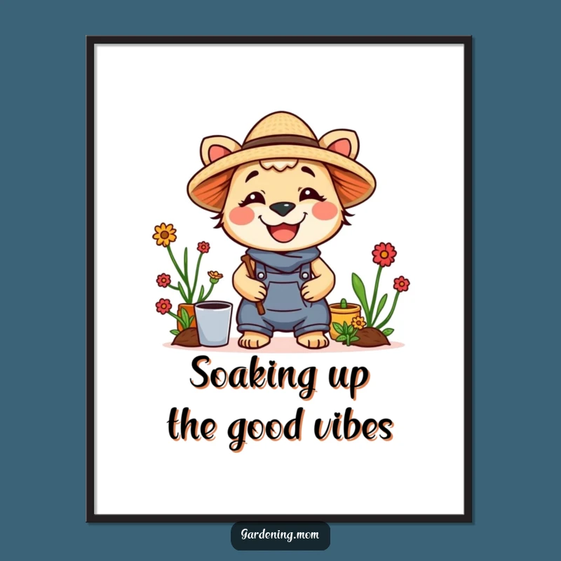 Funny Free Printable Gardener Mom Wall Art: Smiling Straw Hat Style