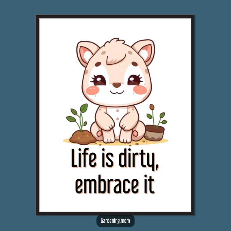 Funny Free Printable Wall Art: Dirt-Smudged Gardening Mom Animal, Charming Downloadable Home Decor
