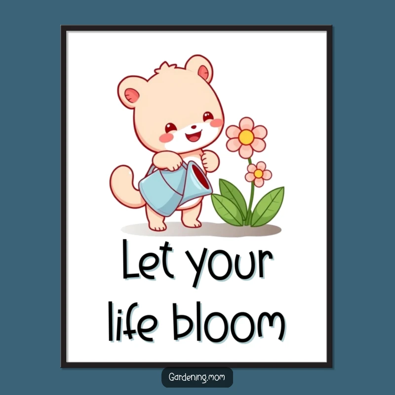 Funny Free Printable Wall Art: Happy Watering Animal - Humorous Downloadable Decor