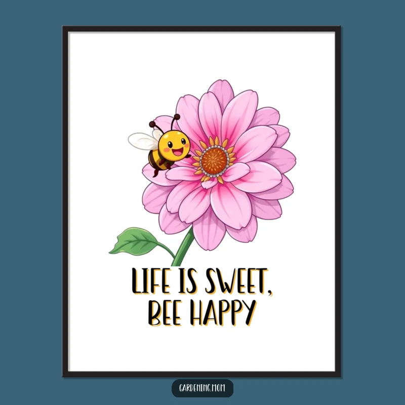 Free Printable Wall Art: Joyful Bee Flower Art - Downloadable Decor