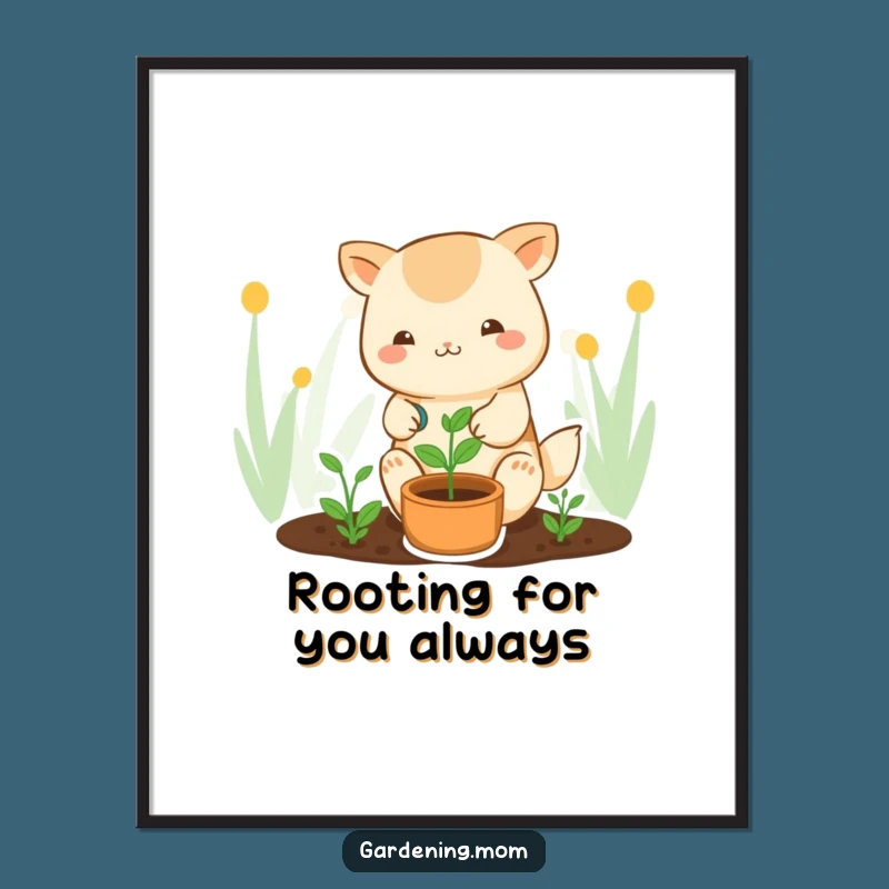 Free Printable Kawaii Gardener Wall Art: Cute Sprout Decor Downloadable Gift
