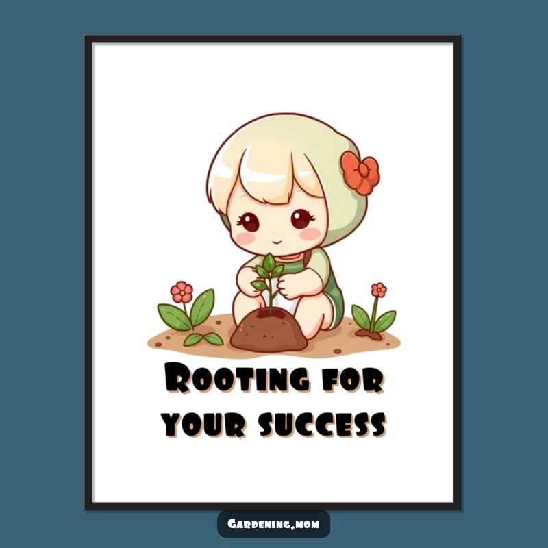 Funny Free Printable Wall Art: Cute Gardener Planting Seed, Whimsical Downloadable Decor