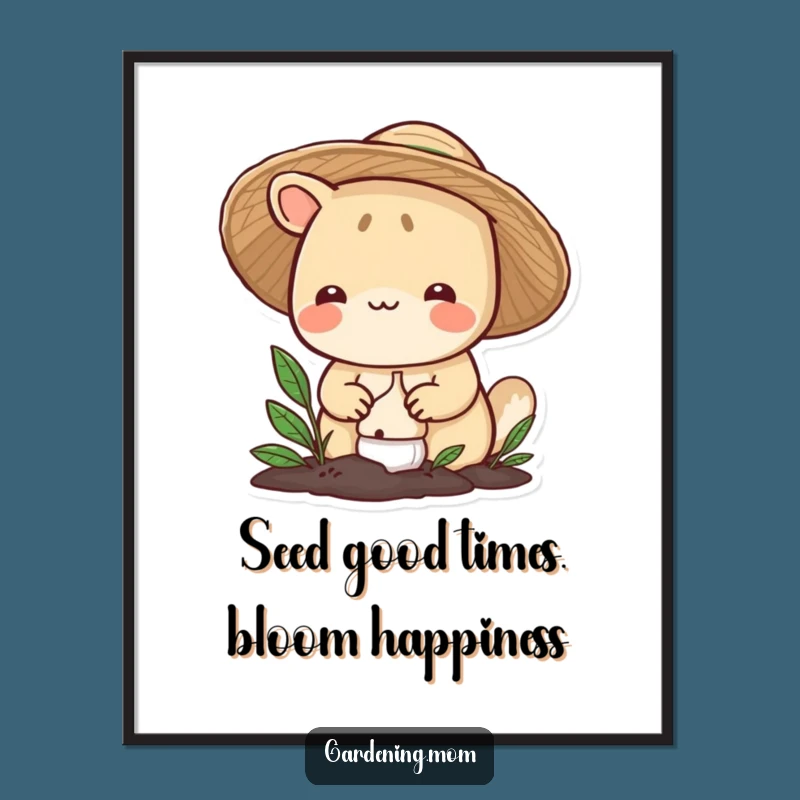 Funny Free Printable Wall Art: Gardener Animal Planting Bulb - Quirky Downloadable Art