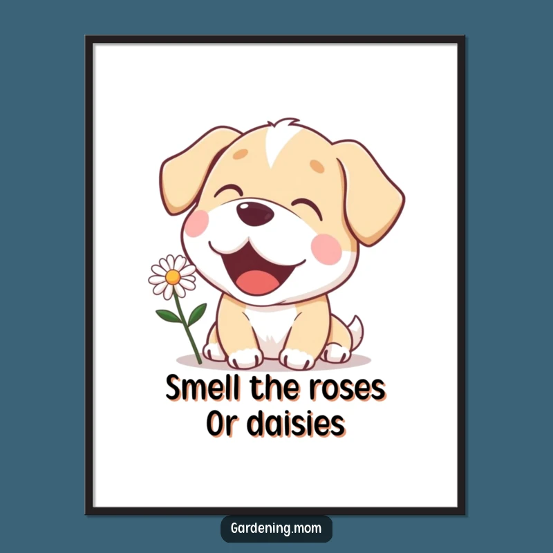 Free Printable Wall Art: Delighted Mama Dog Daisy Gazing, Funny Downloadable Art for Homes