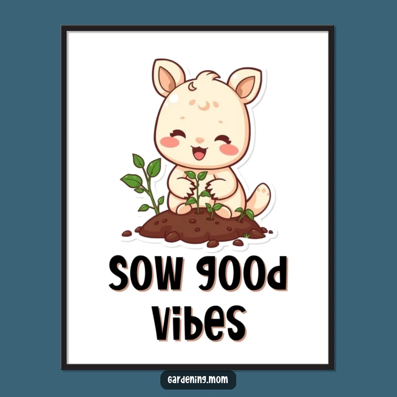 Funny Free Printable Wall Art: Joyful Seed-Planting Animal - Humorous Downloadable Decor