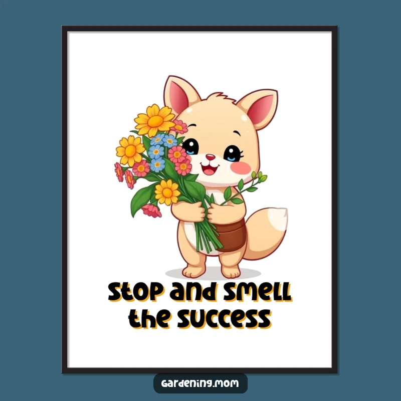 Funny Free Printable Wall Art: Gardener Animal with Flowers - Vibrant Downloadable Art