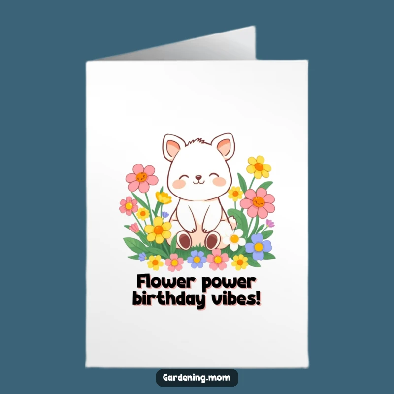 Free Printable Birthday Card: Contented Flower Dweller Animal, Peaceful Wishes Funny Gift