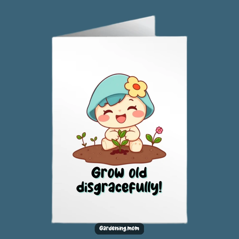 Free Printable Birthday Card: Growing Kawaii Gardener, Planting Fun, Hilarious Downloadable Gift