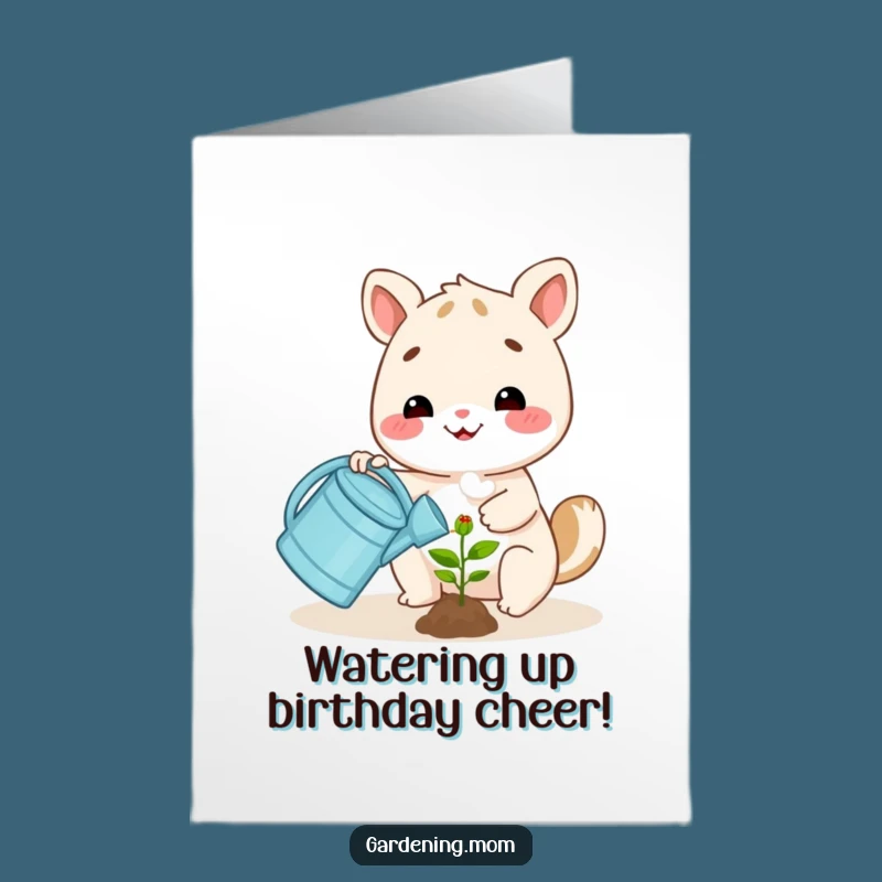 Free Printable Birthday Card: Happy Plant Waterer Animal, Funny Downloadable Gift