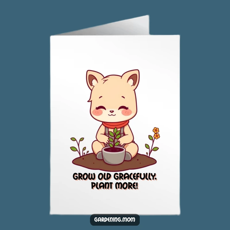 Free Printable Funny Gardener Mom Card: Adorable Animal Planting Joyful Seedling