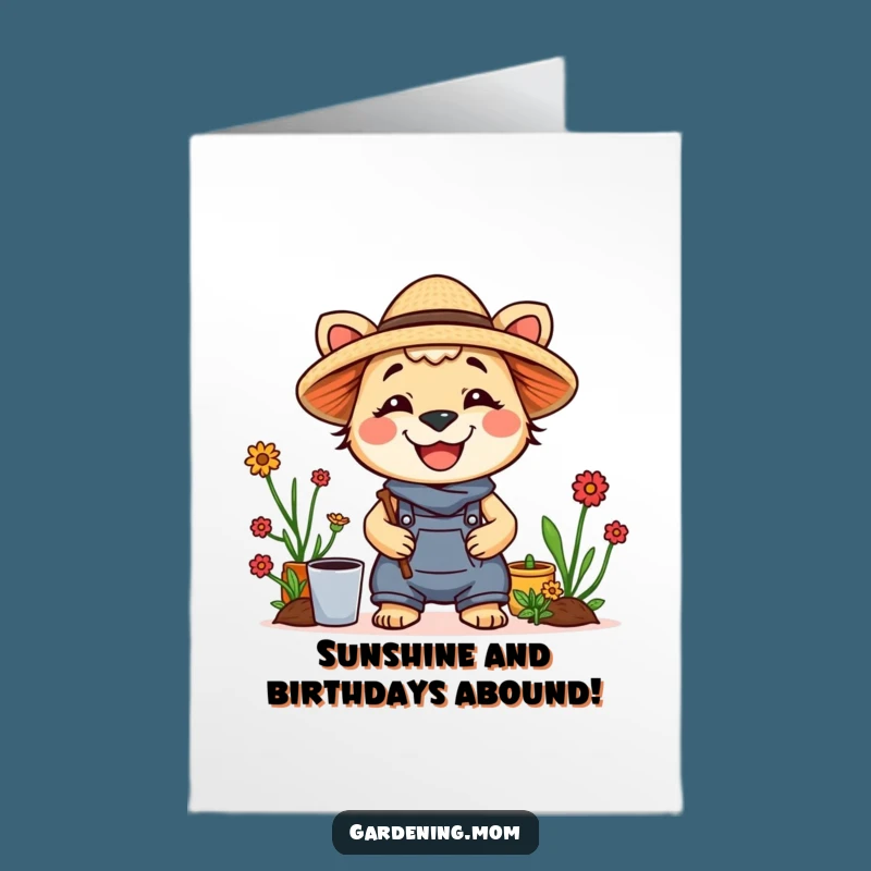 Free Printable Funny Gardener Mom Birthday Card: Straw Hat Smiles!