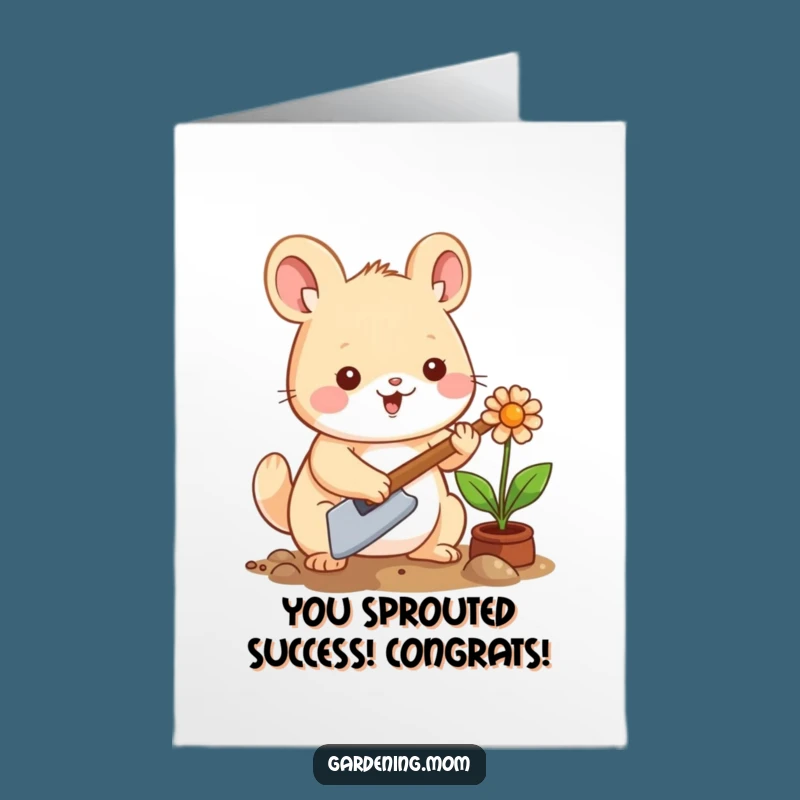 Free Printable Congrats Card: Cute Kawaii Gardener Blooms, Celebrate Success DIY