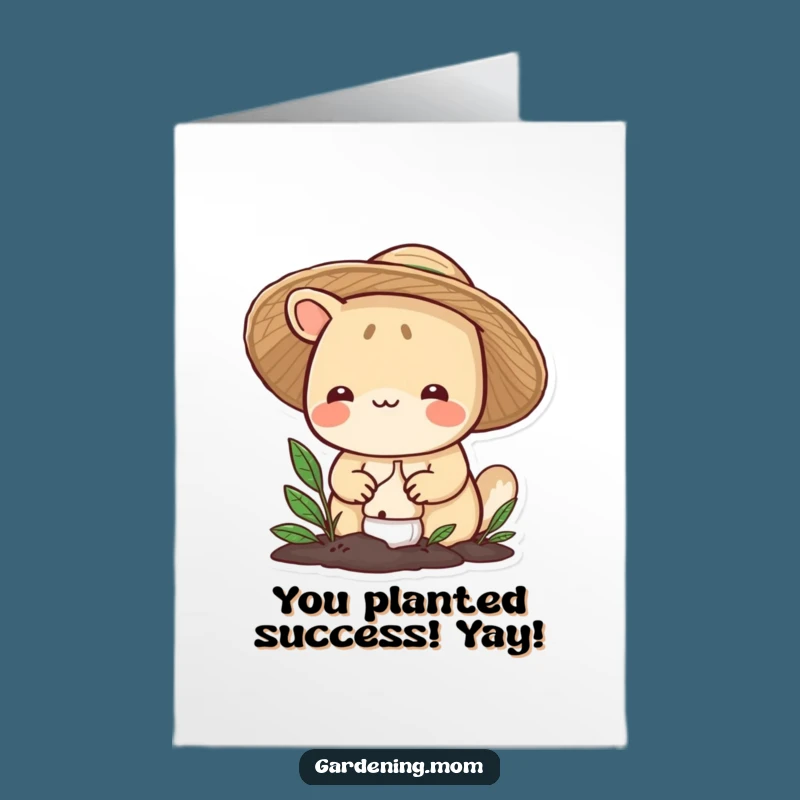 Free Printable Congrats Card: Gardener Animal Planting Bulb - Humorous Downloadable Gift