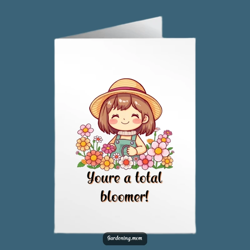 Free Printable Congrats Card: Gardener & Flowers, Celebrate Beautiful Achievements!