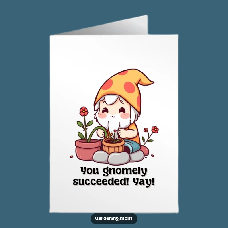 Free Printable Congrats Card: Happy Kawaii Gardener & Gnome for Creative Success!