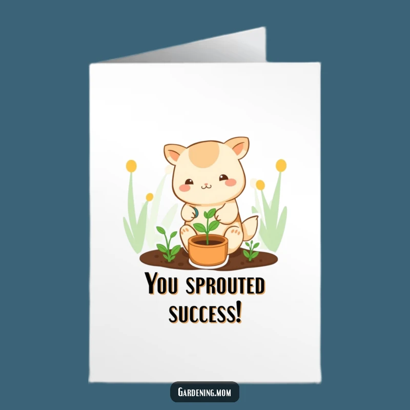 Free Printable Kawaii Gardener Congrats Card: Blooming Success Downloadable Gift