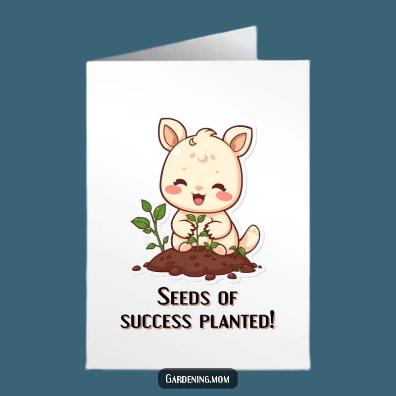 Free Printable Congrats Card: Joyful Animal Planting Seeds - Humorous Downloadable Gift