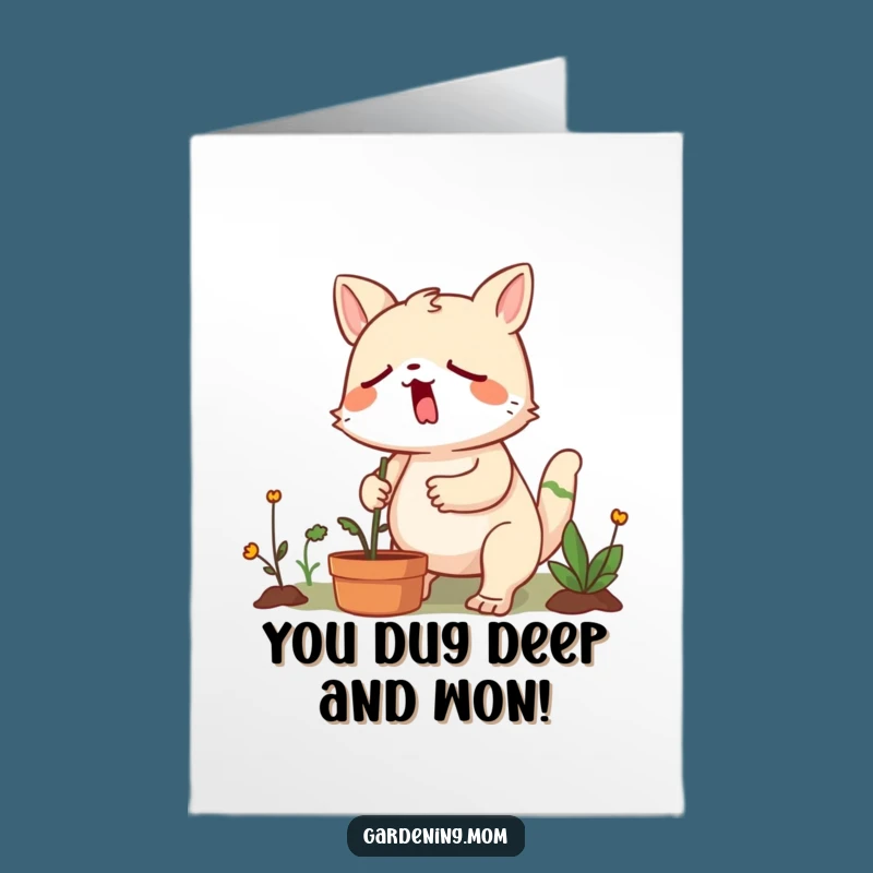 Free Printable Congrats Card: Sleepy Gardener Animal, Earned Success Downloadable Gift