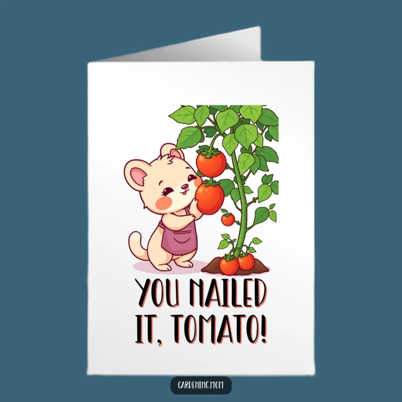 Free Printable Congrats Card: Tomato-Harvesting Gardening Mom Animal, Achievement Downloadable Art