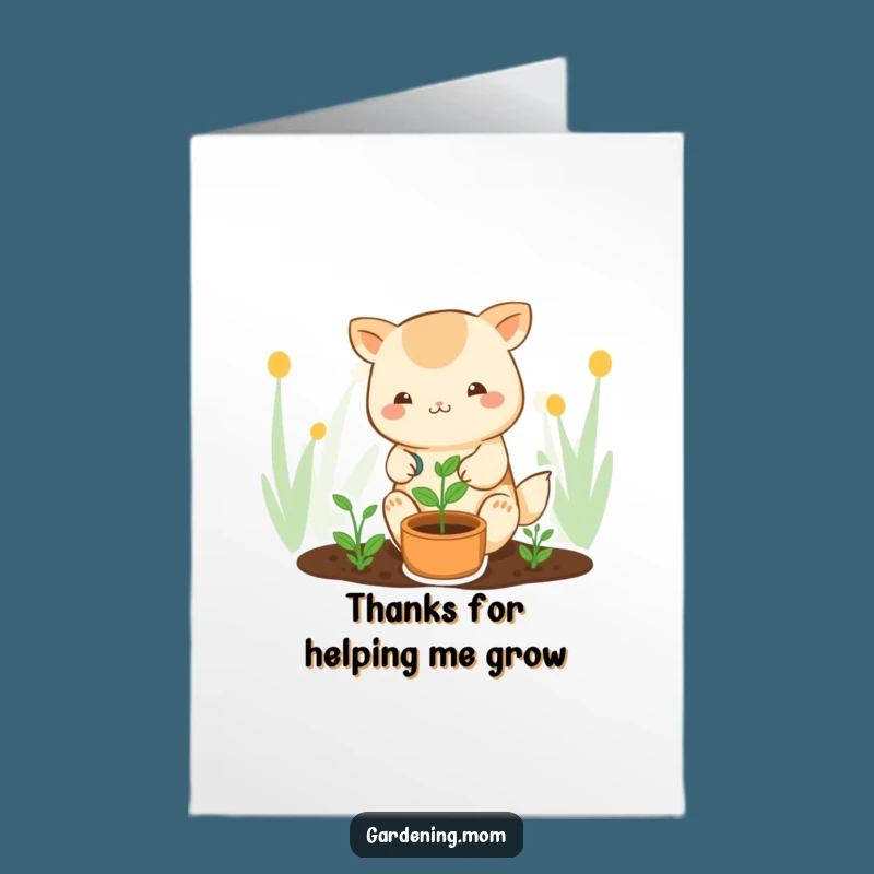 Free Printable Kawaii Gardener Thank You Card: Grateful Sprout Downloadable Gift