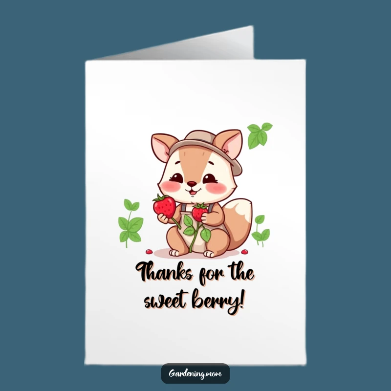Free Printable Thank You Card: Berry-Sharing Gardening Mom Animal, Heartfelt Downloadable Gift