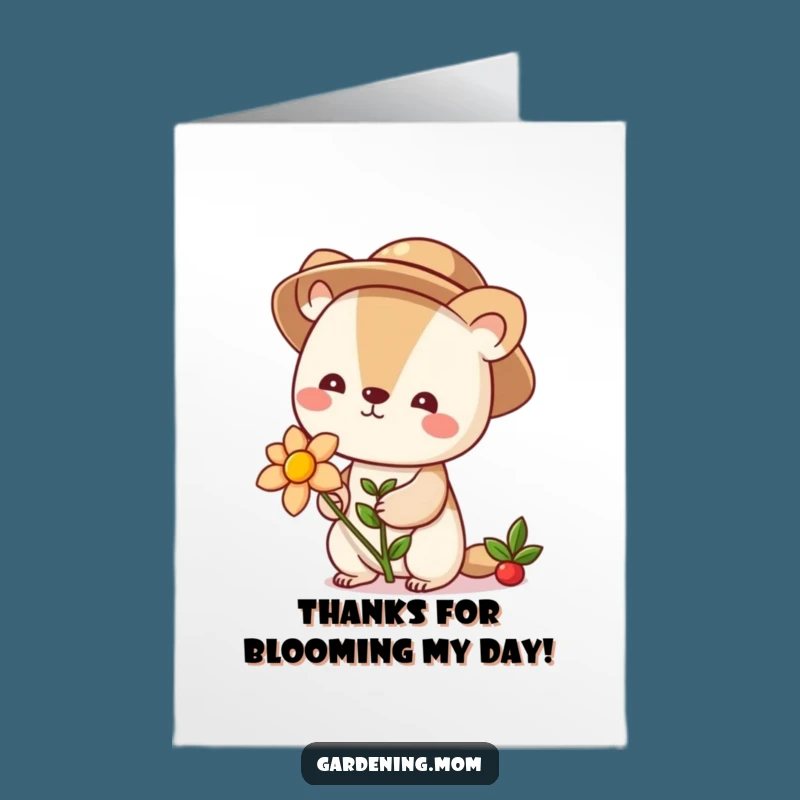 Free Printable Thank You Card: Cute Gardener Animal, Flower Appreciation Funny Gift