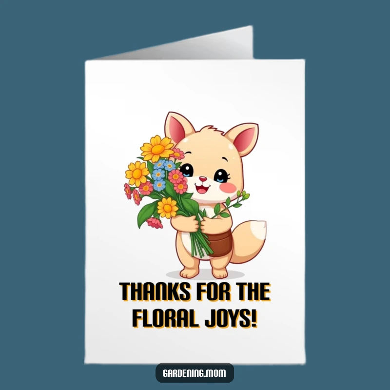 Free Printable Thank You Card: Gardener Animal with Flowers - Funny Downloadable Gift