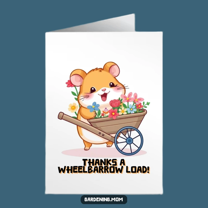 Free Printable Thank You Card: Grateful Hamster Flower Gift - Downloadable