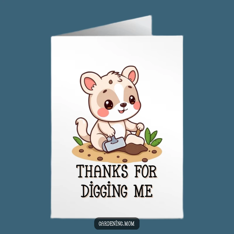 Free Printable Thank You Card: Playful Animal Digging - Funny Downloadable Gift