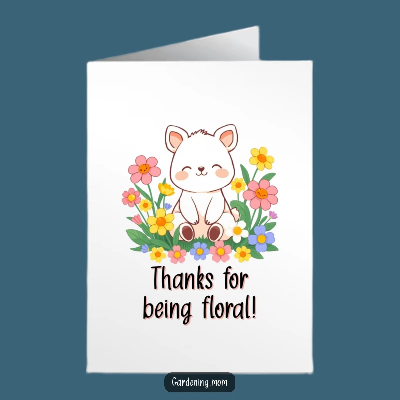 Free Printable Thank You Card: Contented Flower Dweller Animal, Peaceful Gratitude Funny Gift