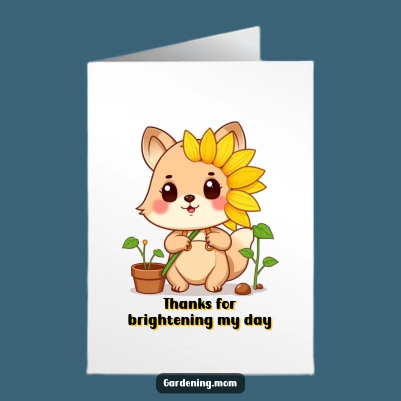 Free Printable Thank You Card: Sunny Gardener Animal, Grateful Downloadable Gift