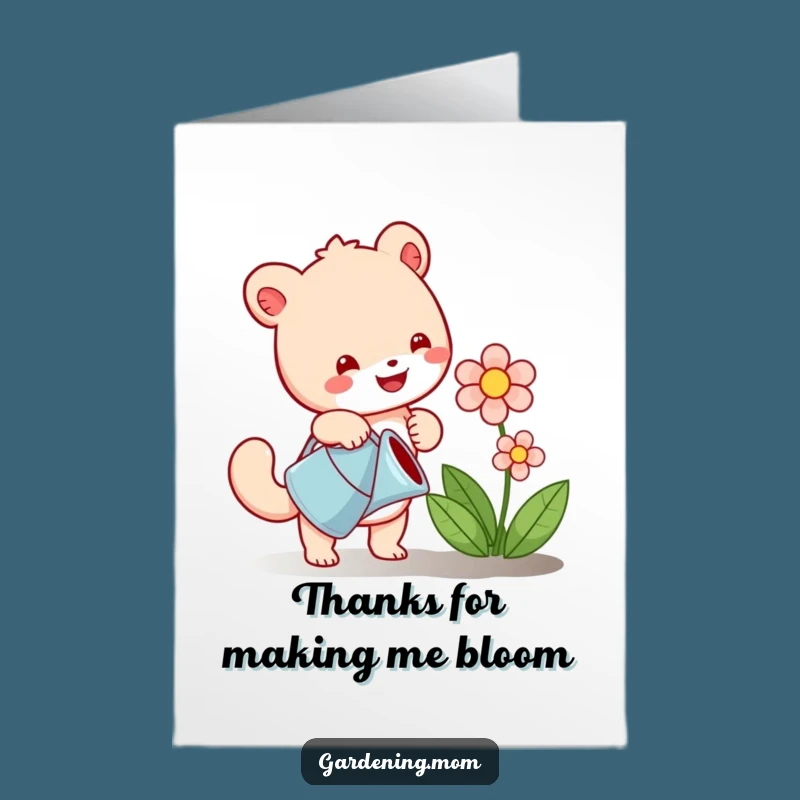 Free Printable Thank You Card: Happy Animal Watering Flowers - Funny Downloadable Gift