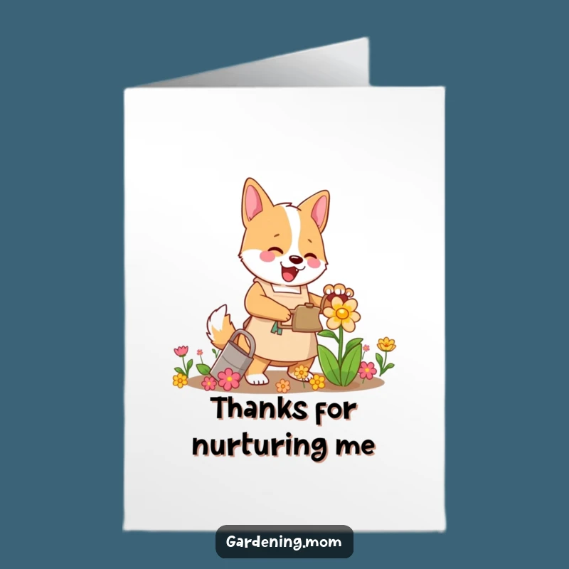 Free Printable Mama Dog Thank You Card: Gardener Pup, Growing Gratitude, Downloadable Gift