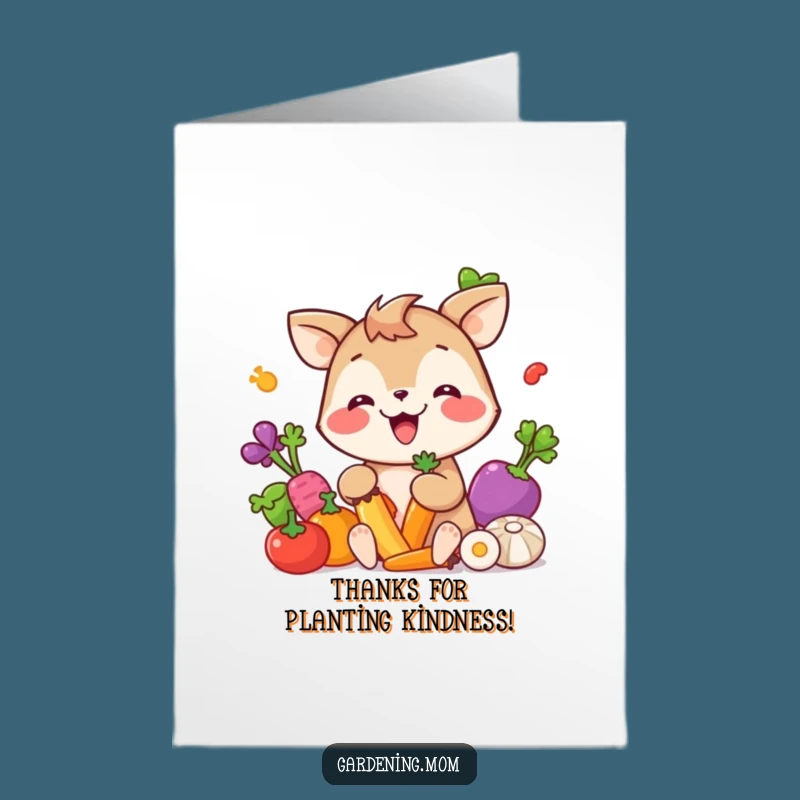 Free Printable Thank You Card: Giggling Gardener Animal - Funny Downloadable Gift for Showing Gratitude