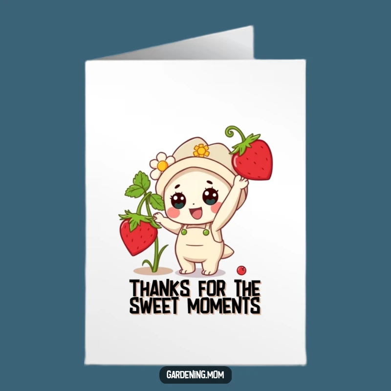 Free Printable Thank You Card: Grateful Kawaii Gardener, Strawberry of Thanks!