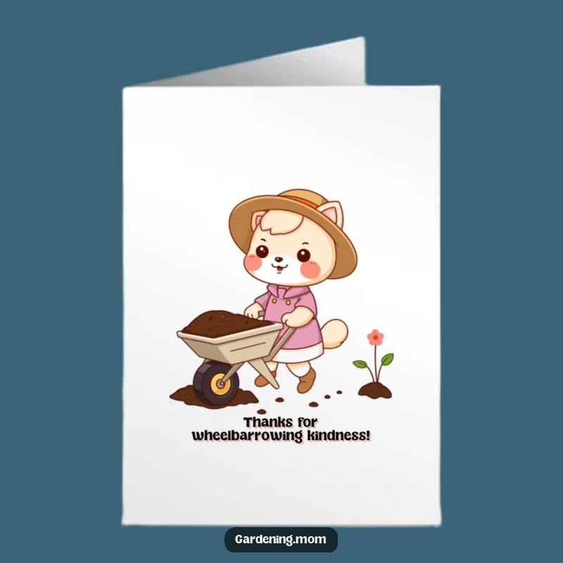 Free Printable Thank You Card: Gardening Mom Animal Pushing Soil, Humorous Downloadable Gift