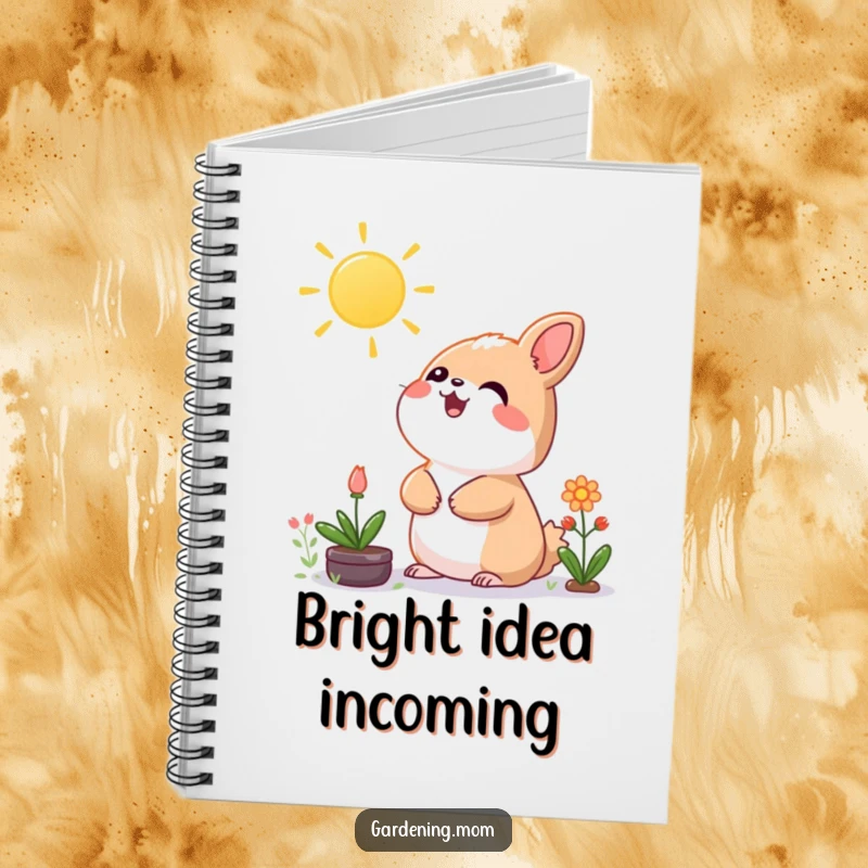 Funny Kawaii Gardening Animal Notebook Looking Up at Sun, Cute Cover, Perfect for Journaling.