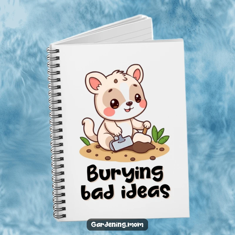 Funny notebook cover with a playful animal character digging in soil, perfect for garden notes and creative planting ideas.