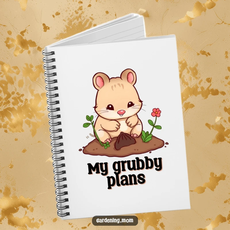 Funny Kawaii Gardening Animal Notebook Happily Digging in Earth, Cute Cover, Perfect for Journaling.
