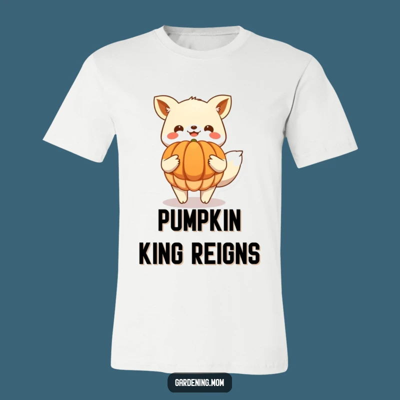 Funny Fall T-Shirt: Cheerful Animal with Big Pumpkin, Great Seasonal Gift